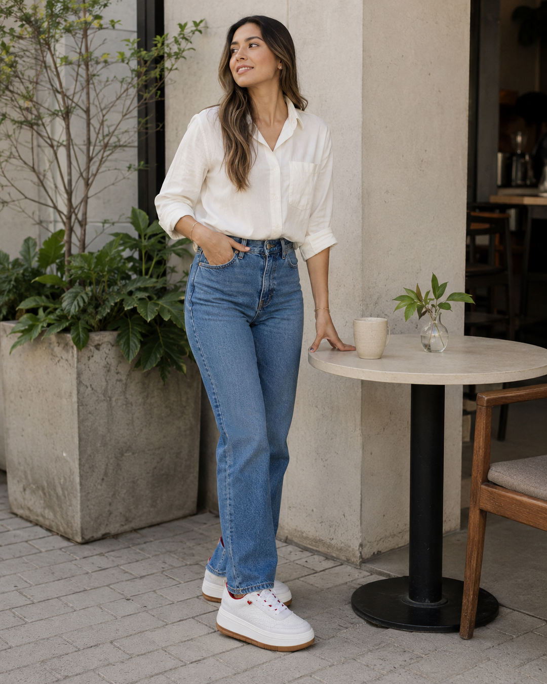 NUVE Blanco en un look casual